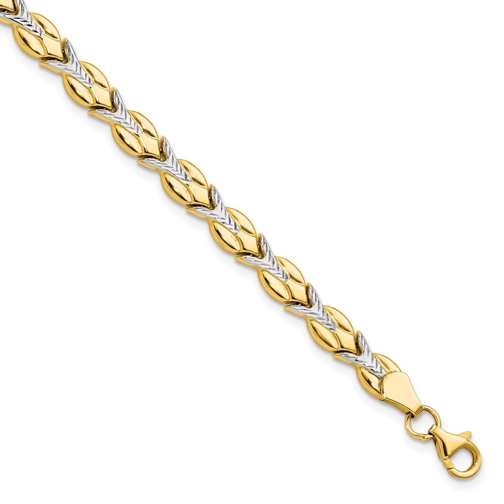 FJC Finejewelers 10 kt Yellow Gold Fancy Rhodium Plated Bright Cut Bracelet 7.5 Inches