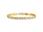 FJC Finejewelers 10 kt Yellow Gold Fancy Rhodium Plated Bright Cut Bracelet 7.5 Inches