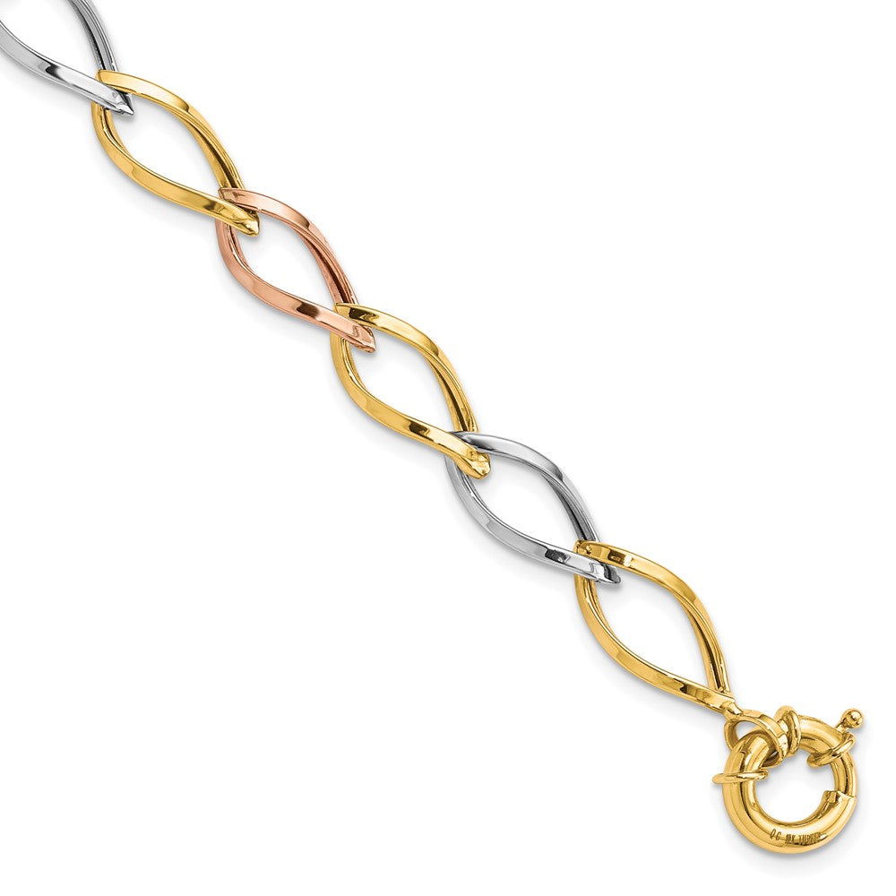 FJC Finejewelers 10 kt Tri Color Gold Polished Link Bracelet 7.25 Inches