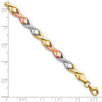 FJC Finejewelers 10 kt Tri Color Gold Fancy Polished and Brushed Bright Cut Bracelet 7.5 Inches