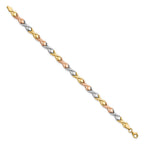 FJC Finejewelers 10 kt Tri Color Gold Fancy Polished and Brushed Bright Cut Bracelet 7.5 Inches