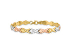 FJC Finejewelers 10 kt Tri Color Gold Fancy Polished and Brushed Bright Cut Bracelet 7.5 Inches