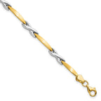 FJC Finejewelers 10 kt Two Tone Gold Fancy Polished and Brushed Bracelet 7.5 Inches