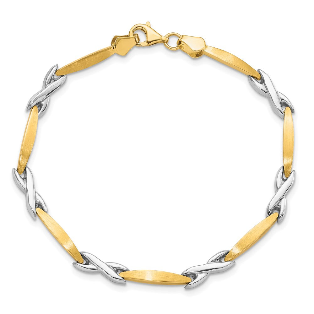 FJC Finejewelers 10 kt Two Tone Gold Fancy Polished and Brushed Bracelet 7.5 Inches