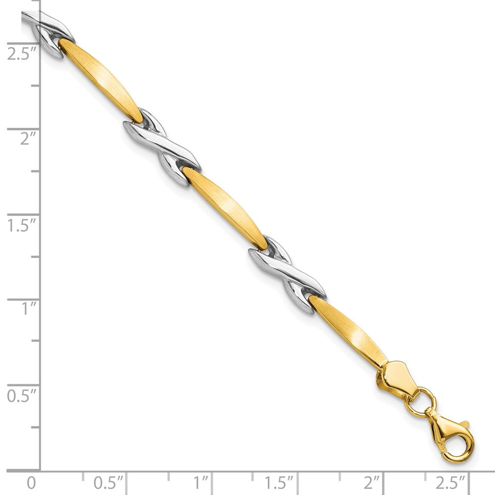 FJC Finejewelers 10 kt Two Tone Gold Fancy Polished and Brushed Bracelet 7.5 Inches