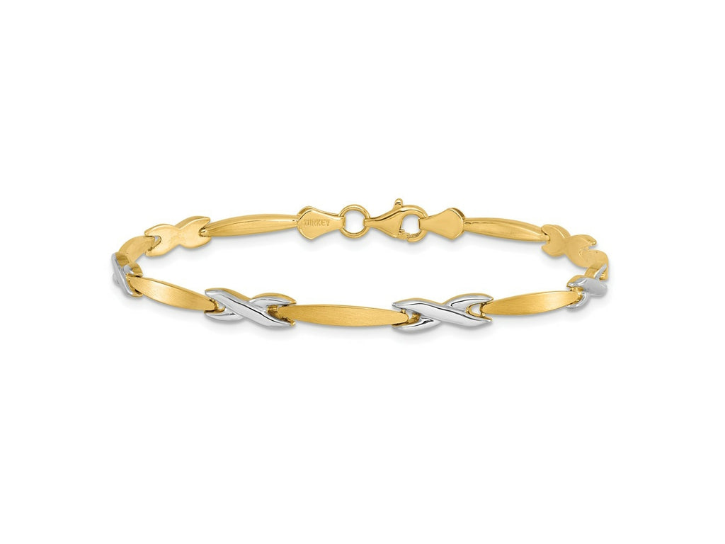 FJC Finejewelers 10 kt Two Tone Gold Fancy Polished and Brushed Bracelet 7.5 Inches