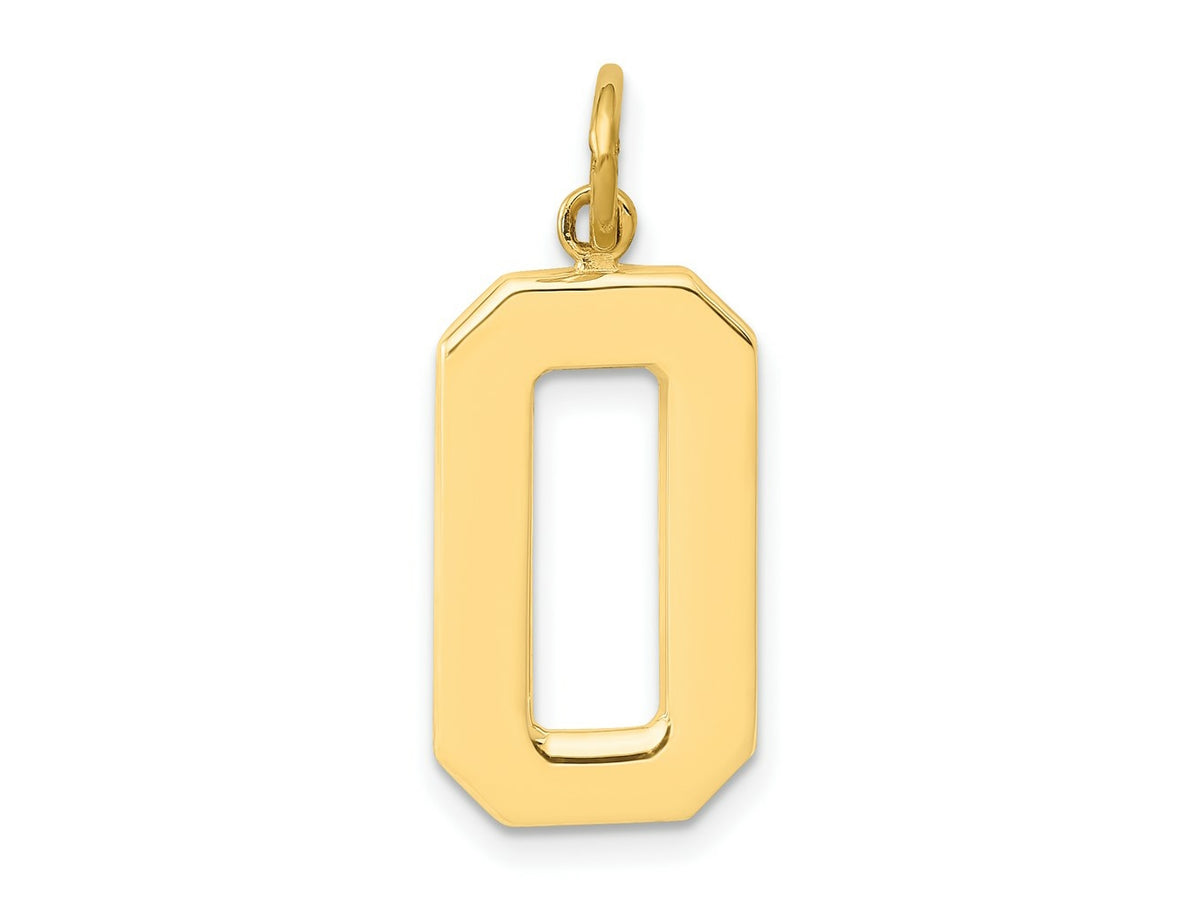 FJC Finejewelers 10 kt Yellow Gold Casted Large Polished Number 0 Charm 25 x 10 mm