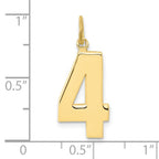 FJC Finejewelers 10 kt Yellow Gold Casted Large Polished Number 4 Charm 25 x 10 mm