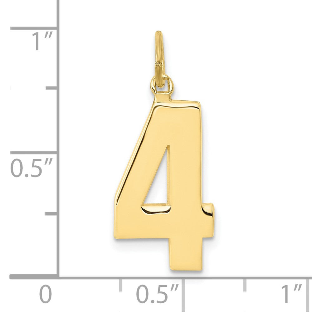 FJC Finejewelers 10 kt Yellow Gold Casted Large Polished Number 4 Charm 25 x 10 mm