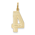 FJC Finejewelers 10 kt Yellow Gold Casted Large Polished Number 4 Charm 25 x 10 mm