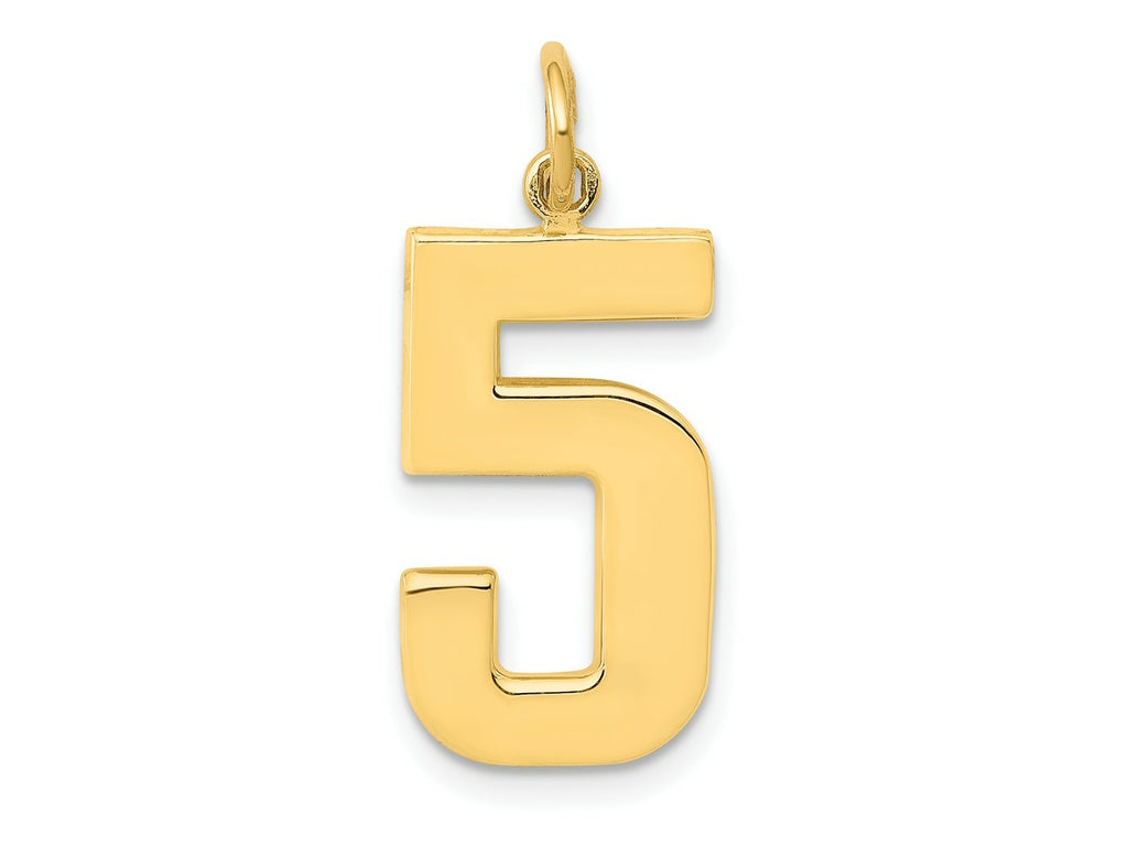 FJC Finejewelers 10 kt Yellow Gold Casted Large Polished Number 5 Charm 25 x 10 mm