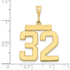 FJC Finejewelers 10 kt Yellow Gold Casted Large Polished Number 32 Charm 32 x 22 mm