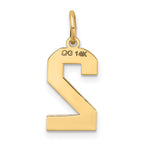 FJC Finejewelers 10 kt Yellow Gold Medium Satin Number 2 Charm 20 x 8 mm