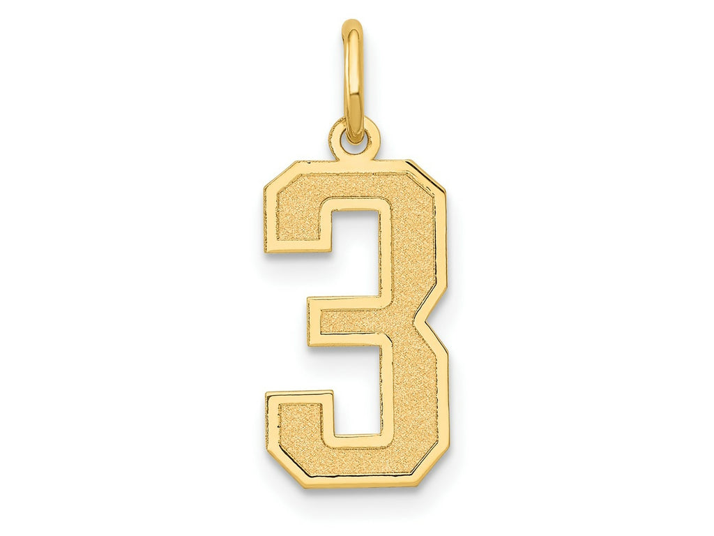 FJC Finejewelers 10 kt Yellow Gold Medium Satin Number 3 Charm 20 x 8 mm