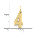 FJC Finejewelers 10 kt Yellow Gold Medium Satin Number 4 Charm 20 x 8 mm