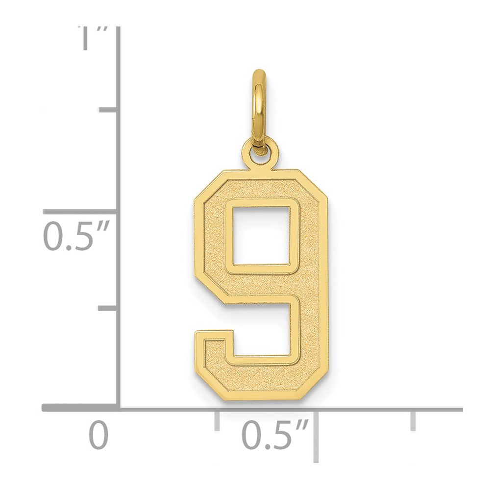 FJC Finejewelers 10 kt Yellow Gold Medium Satin Number 9 Charm 20 x 8 mm