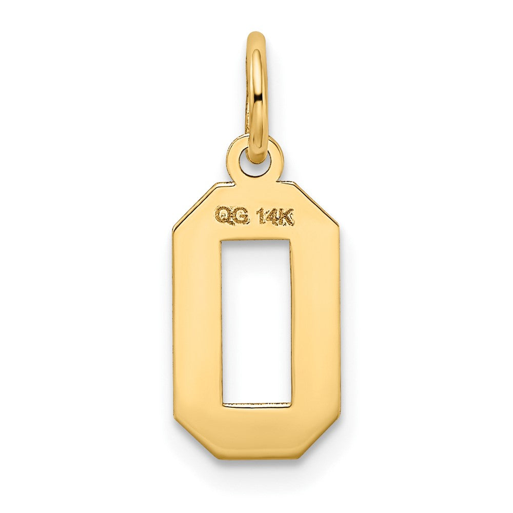 FJC Finejewelers 10 kt Yellow Gold Small Satin Number 0 Charm 18 x 7 mm