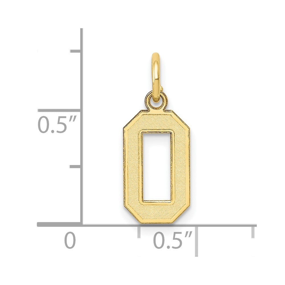 FJC Finejewelers 10 kt Yellow Gold Small Satin Number 0 Charm 18 x 7 mm