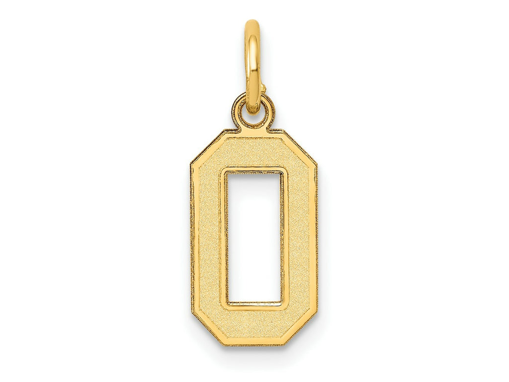 FJC Finejewelers 10 kt Yellow Gold Small Satin Number 0 Charm 18 x 7 mm