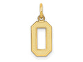 FJC Finejewelers 10 kt Yellow Gold Small Satin Number 0 Charm 18 x 7 mm
