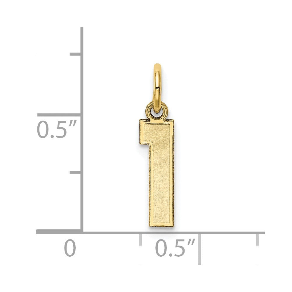 FJC Finejewelers 10 kt Yellow Gold Small Satin Number 1 Charm 18 x 4 mm