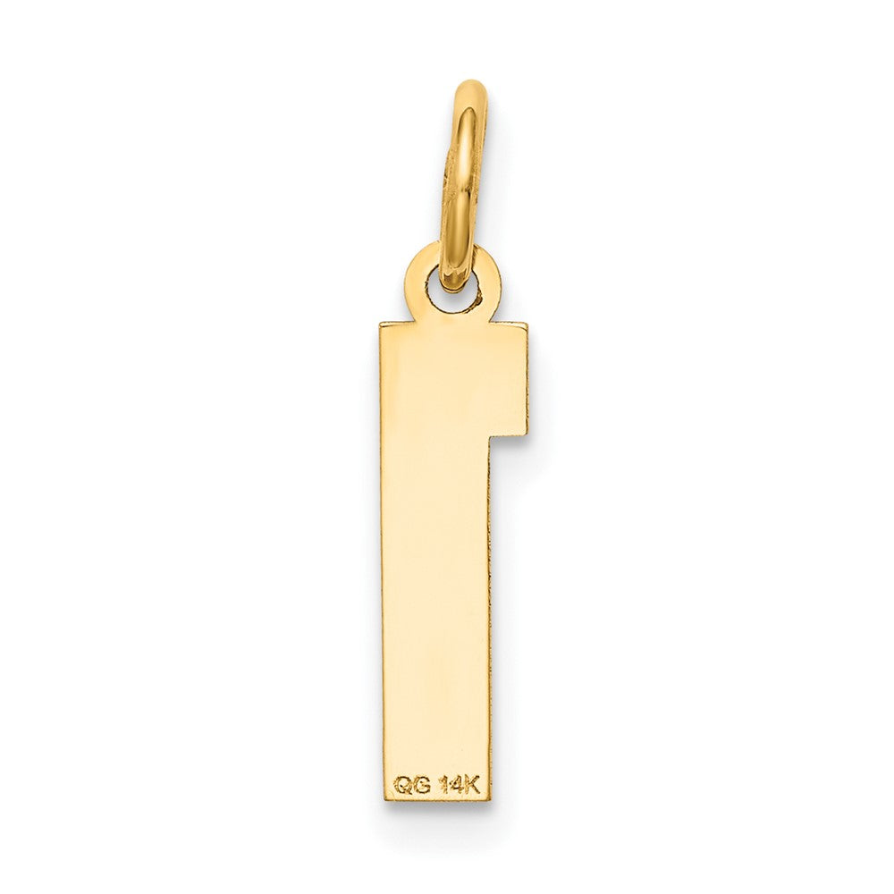 FJC Finejewelers 10 kt Yellow Gold Small Satin Number 1 Charm 18 x 4 mm