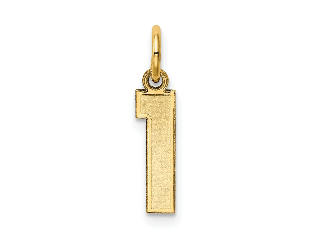 FJC Finejewelers 10 kt Yellow Gold Small Satin Number 1 Charm 18 x 4 mm