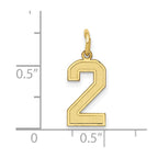FJC Finejewelers 10 kt Yellow Gold Small Satin Number 2 Charm 18 x 7 mm