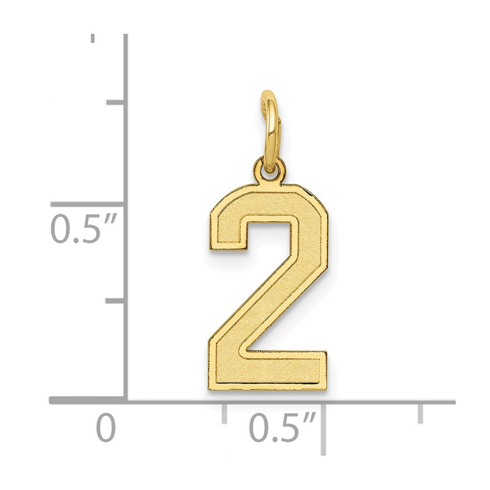 FJC Finejewelers 10 kt Yellow Gold Small Satin Number 2 Charm 18 x 7 mm