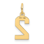 FJC Finejewelers 10 kt Yellow Gold Small Satin Number 2 Charm 18 x 7 mm