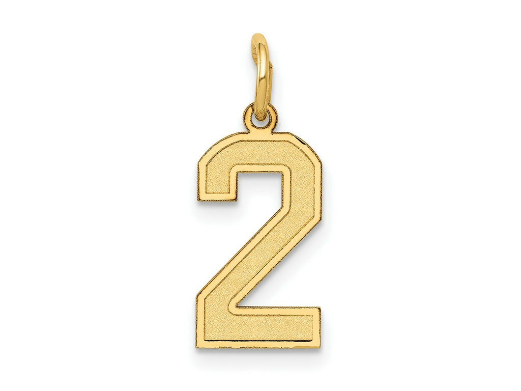 FJC Finejewelers 10 kt Yellow Gold Small Satin Number 2 Charm 18 x 7 mm