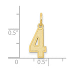 FJC Finejewelers 10 kt Yellow Gold Small Satin Number 4 Charm 18 x 7 mm