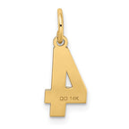 FJC Finejewelers 10 kt Yellow Gold Small Satin Number 4 Charm 18 x 7 mm