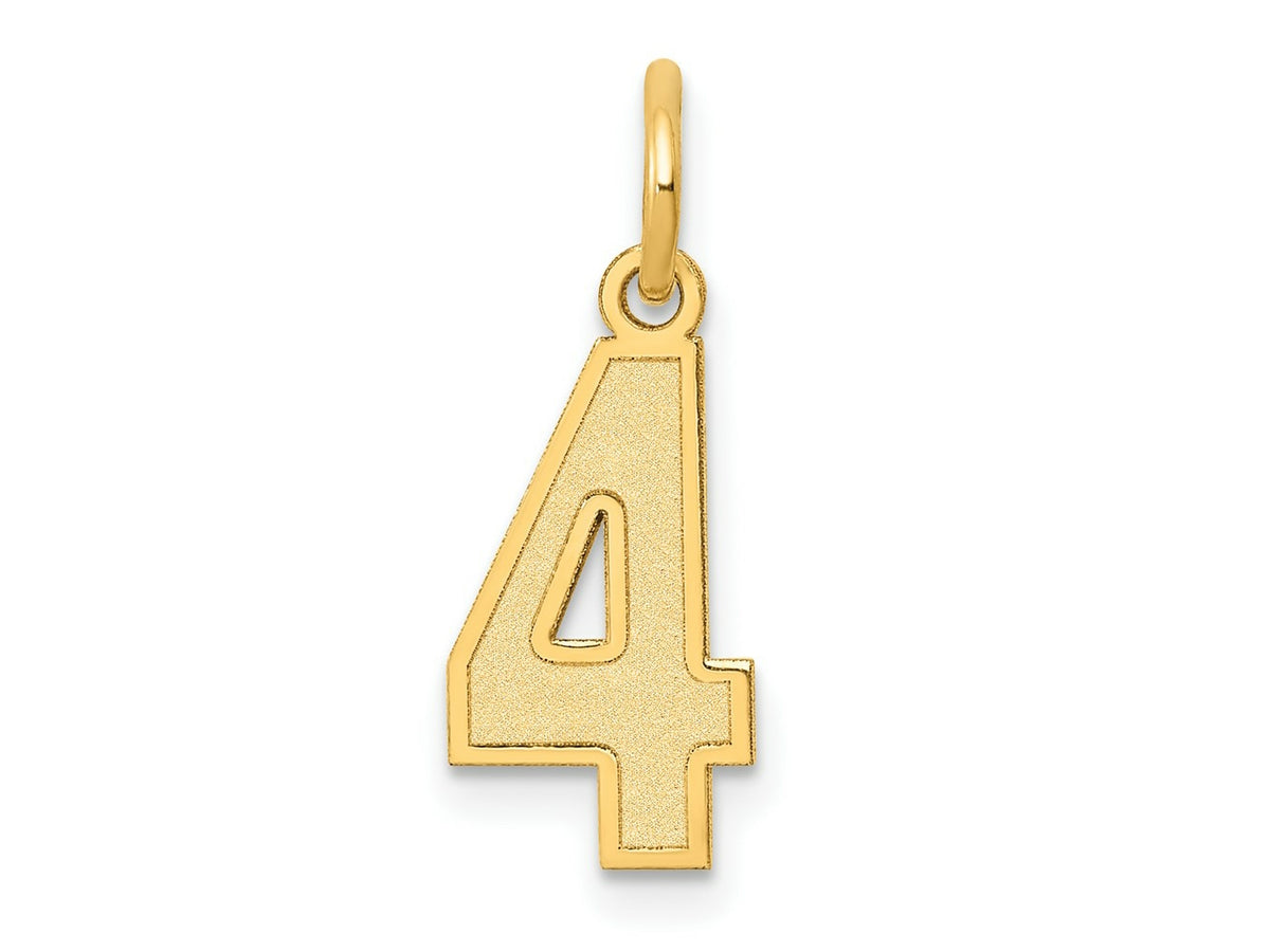 FJC Finejewelers 10 kt Yellow Gold Small Satin Number 4 Charm 18 x 7 mm