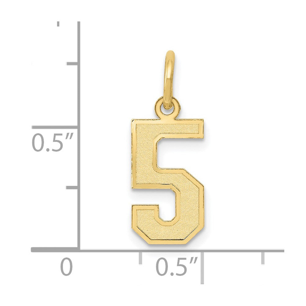 FJC Finejewelers 10 kt Yellow Gold Small Satin Number 5 Charm 18 x 7 mm