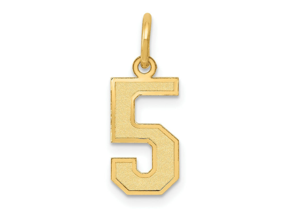 FJC Finejewelers 10 kt Yellow Gold Small Satin Number 5 Charm 18 x 7 mm