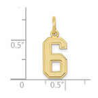 FJC Finejewelers 10 kt Yellow Gold Small Satin Number 6 Charm 18 x 7 mm