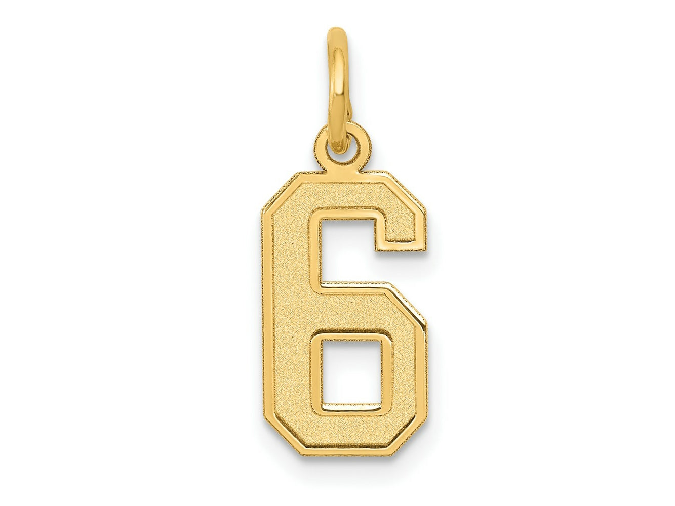 FJC Finejewelers 10 kt Yellow Gold Small Satin Number 6 Charm 18 x 7 mm