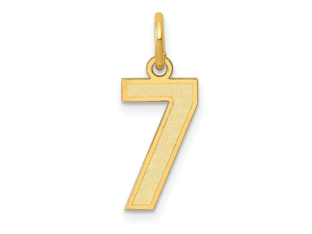 FJC Finejewelers 10 kt Yellow Gold Small Satin Number 7 Charm 18 x 7 mm