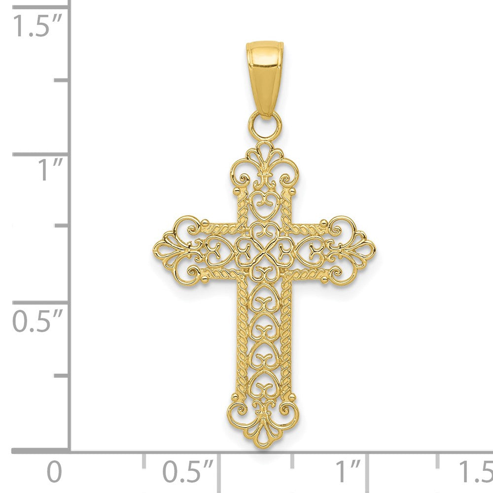 FJC Finejewelers 10 kt Yellow Gold Fleur De Lis Cross Charm 36 x 19 mm