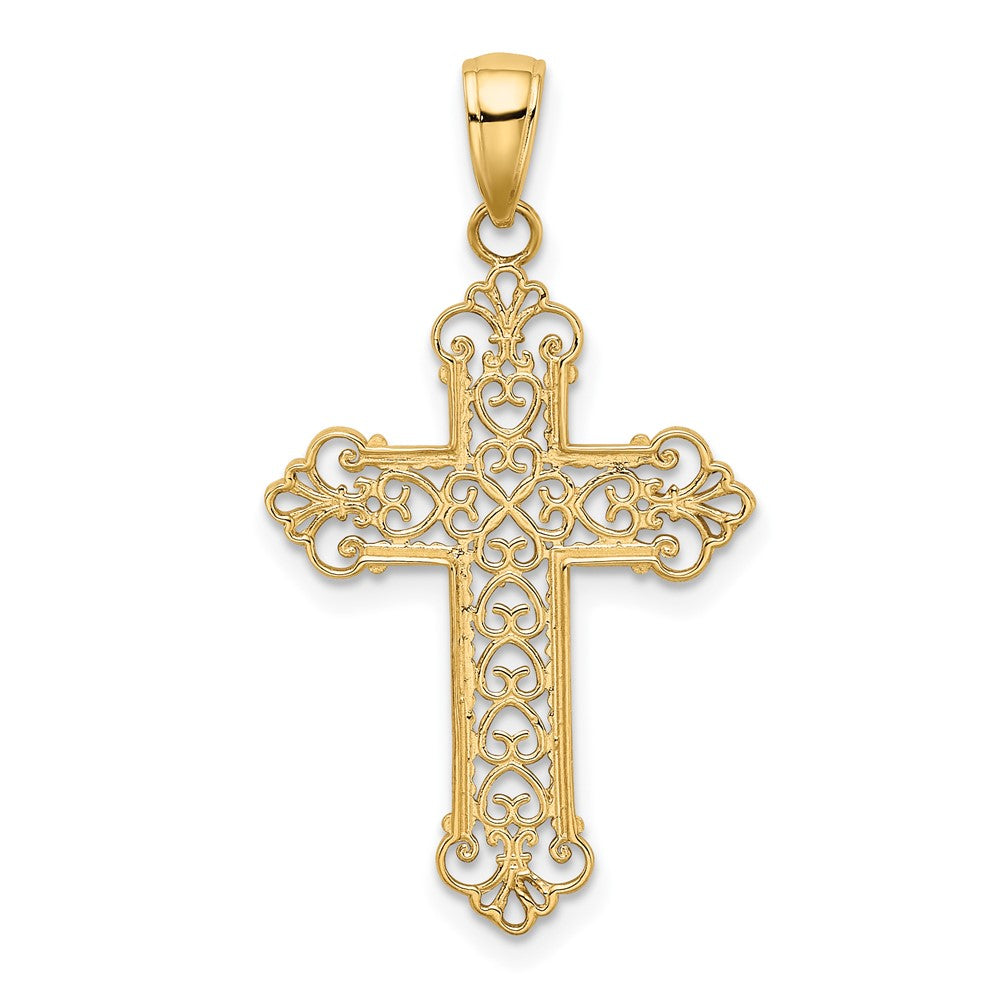 FJC Finejewelers 10 kt Yellow Gold Fleur De Lis Cross Charm 36 x 19 mm