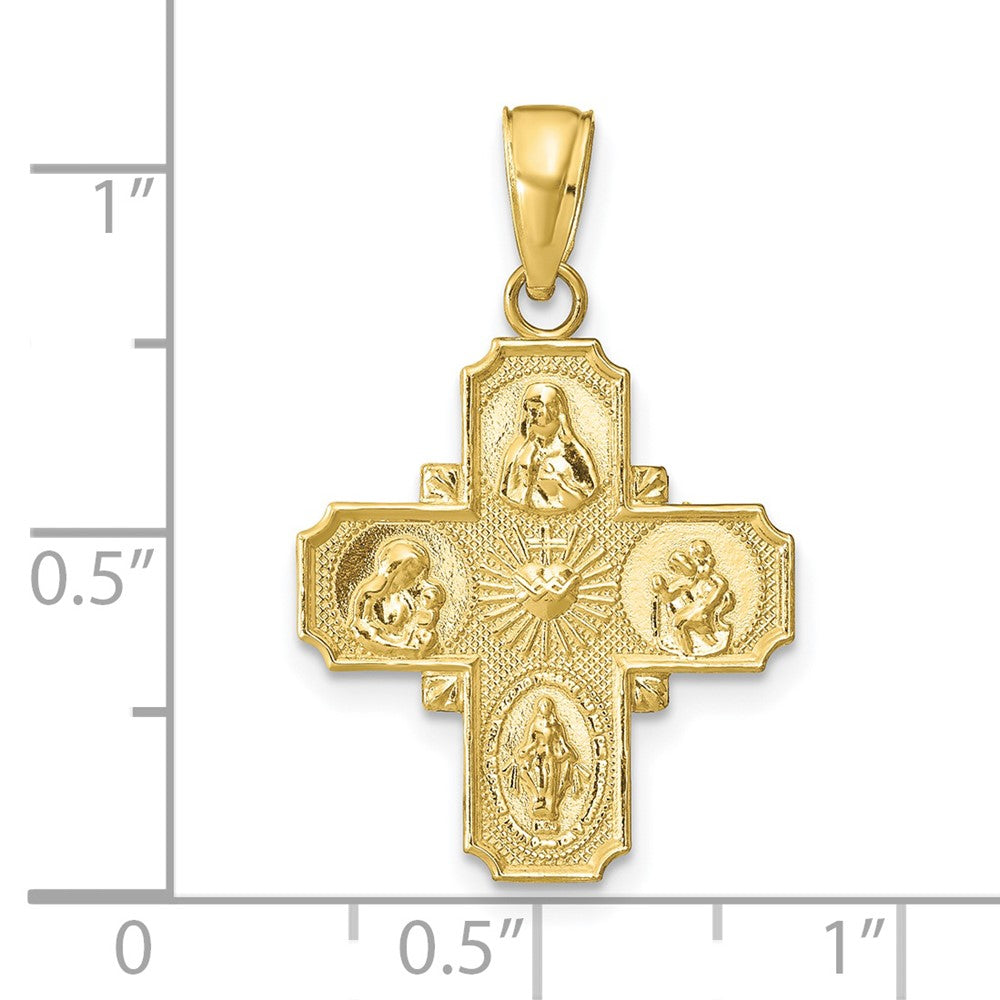 FJC Finejewelers 10 kt Yellow Gold 4-Way Medal Charm 29 x 19 mm