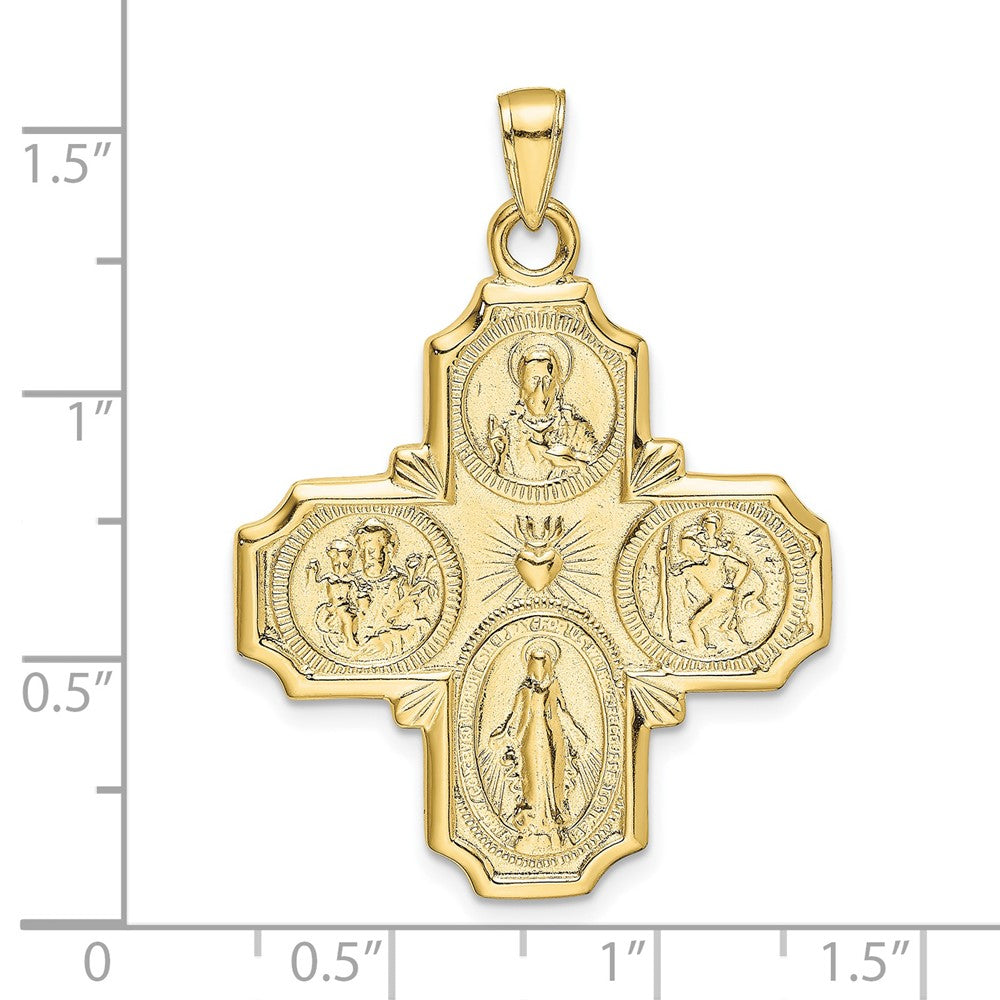 FJC Finejewelers 10 kt Yellow Gold Four-Way Medal Charm 41 x 29 mm
