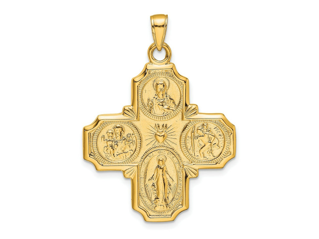 FJC Finejewelers 10 kt Yellow Gold Four-Way Medal Charm 41 x 29 mm