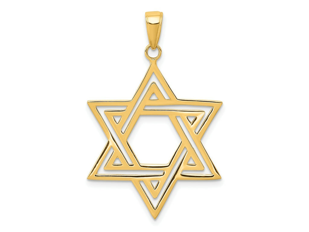 FJC Finejewelers 10 kt Yellow Gold Solid Polished Star of David Charm 38 x 23 mm