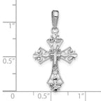 FJC Finejewelers 10 kt White Gold Themed Filigree Cross Charm 29 mm x 16 mm