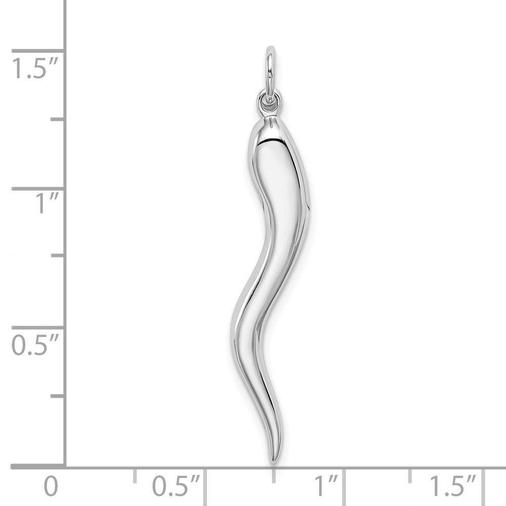 FJC Finejewelers 10 kt White Gold Themed Solid Polished 3-Dimensional Large Italian Horn Charm 40 mm x 5 mm
