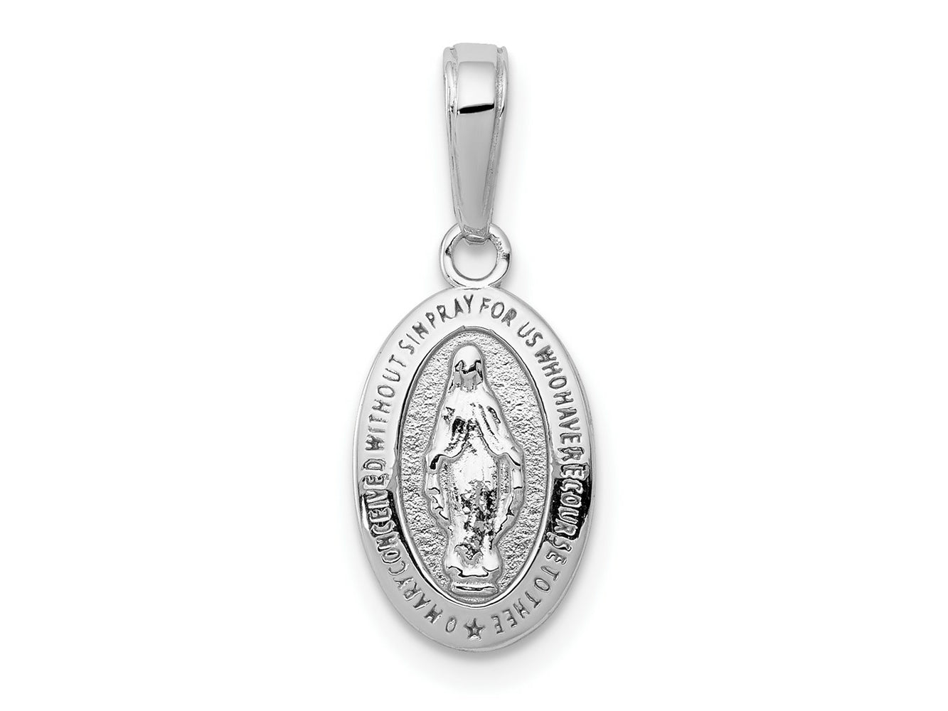 FJC Finejewelers 10 kt White Gold Themed Miraculous Medal Charm 20 mm x 7.63 mm
