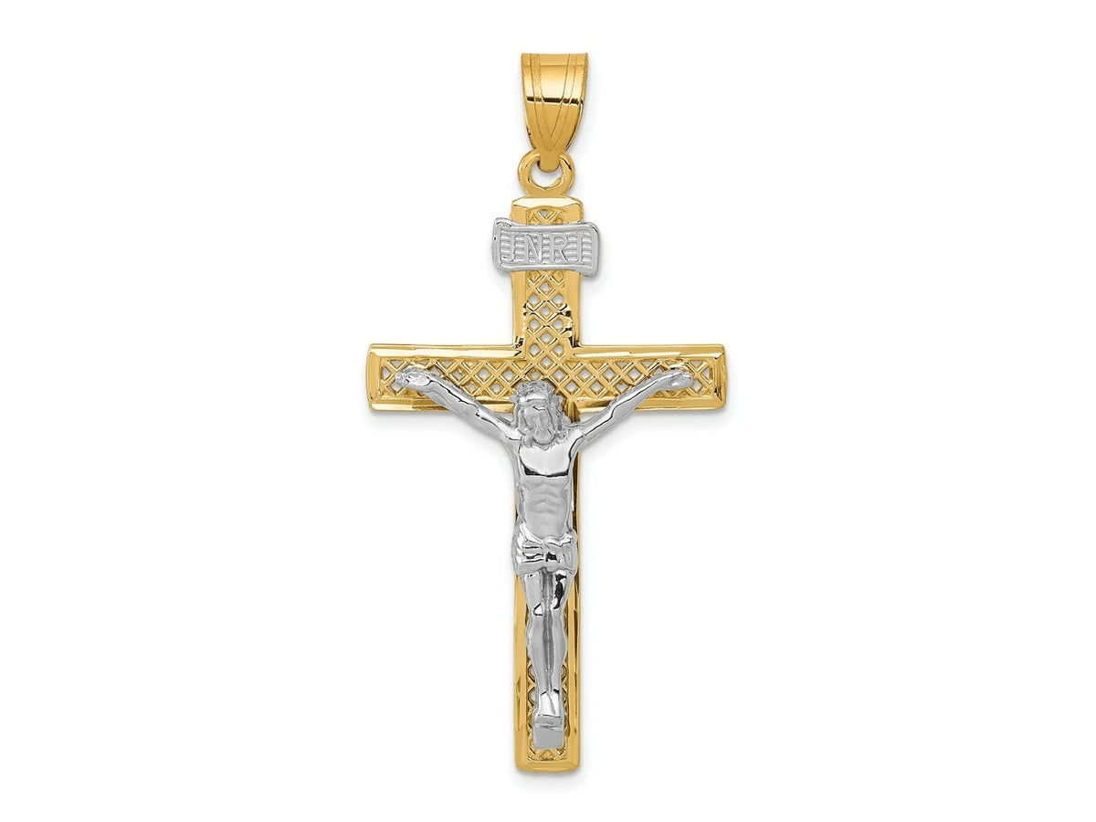 FJC Finejewelers 10 kt Two Tone Gold INRI Crucifix Charm 47 x 24 mm