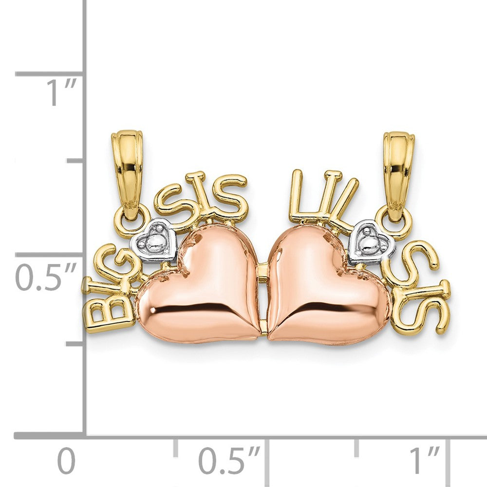 FJC Finejewelers 10 kt Two Tone Gold Themed Big Sis/Lil Sis Break-a-part Charm 14 mm x 26.05 mm